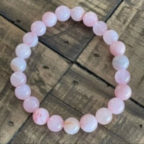8mm Pink Quartz Chakra Stretch Bracelet - Picture 3 of 9